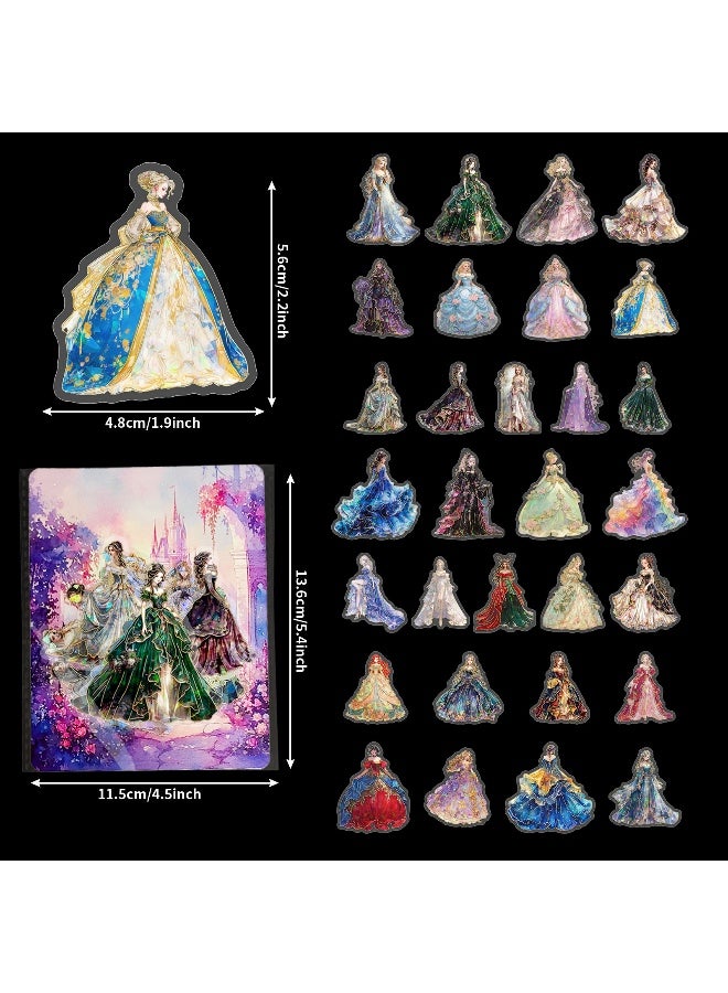 30 PCS Transparent Holographic Foil Princess Stickers – Fantasy Fairytale Royal Gown Glittering Stickers for Scrapbooking, Journaling, Planners, Art Projects - Image 2